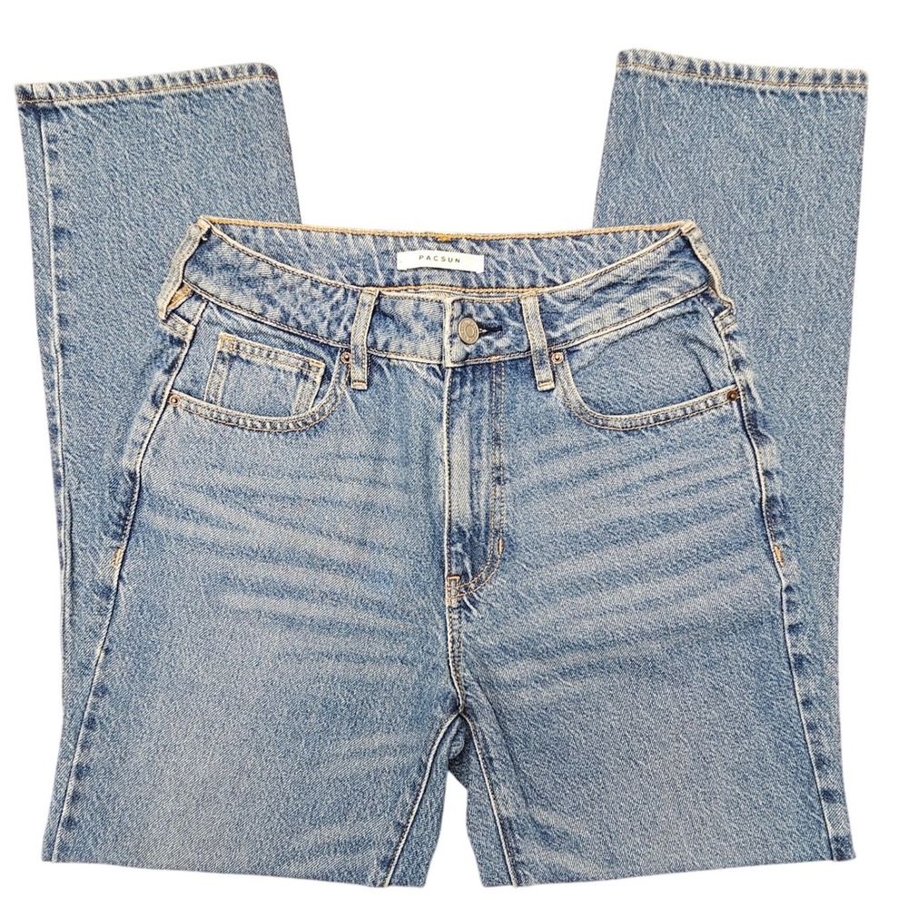 PacSun Mom Jeans Womens 26 Blue Medium Wash High Waisted 100% Cotton Denim